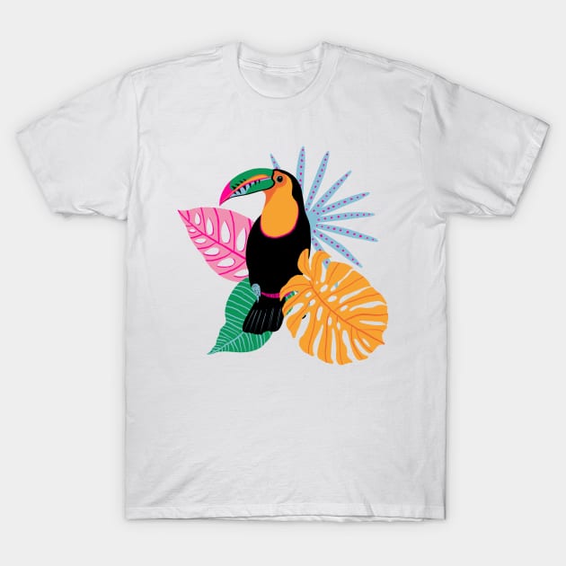 Toucan with Tropical Leaves T-Shirt by SarahWIllustration